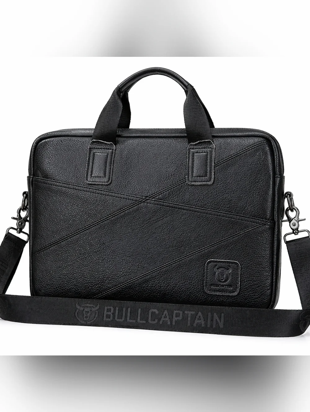 CAPTAIN BULL Black LEATHER Laptop Office BUSINESS Work TRAVEL Messenger BAG
